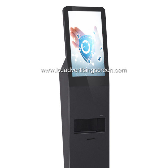 Black Floor Standing LCD Screen For Advertising Public Service ADS 350 Nits Brightness