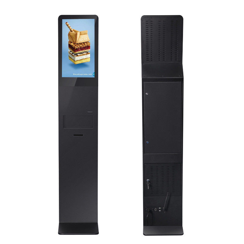 Black Floor Standing LCD Screen For Advertising Public Service ADS 350 Nits Brightness