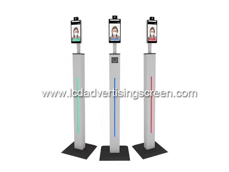 Floor Stand Temperature Gate Monitor Infrared Thermometer Walk Through Body Temperature Scanner + Liquid Soap Dispenser