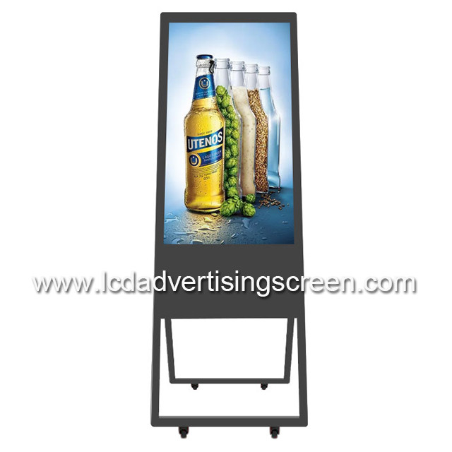 Double Screen 32in Floor Stand Folding Digital Menuboard With LED Backlight